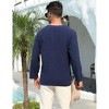 Clearlove Mens Linen Henley Shirts Lace Up Long Sleeve V Neck Casual Lightweight Cotton Hippie Shirts - 2 of 4