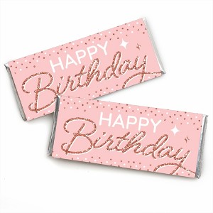 Big Dot of Happiness Pink Rose Gold Birthday - Candy Bar Wrapper Happy Birthday Party Favors - Set of 24 - 1 of 4