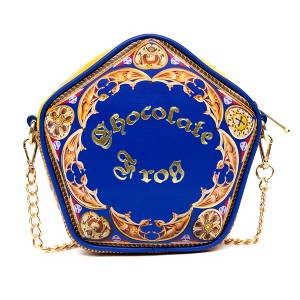 Harry PotterBag, Crossbody, Figural, Chocolate Frog Candy Box Replica Debossed Gold, Blue, Vegan Leather - 1 of 4