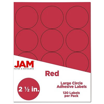 JAM Paper Circle Round Label Sticker Seals 2.5 Inch Diameter Red 120/Pack 147628585