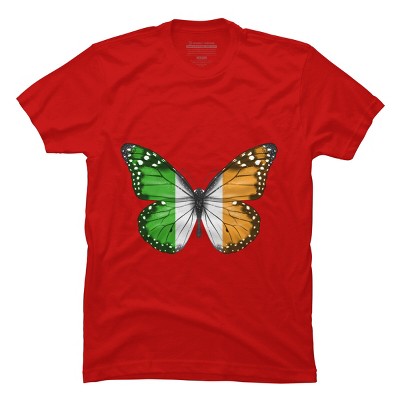 Men's Design By Humans Butterfly Flag Of Ireland By GiftsIdeas T-Shirt
