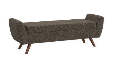 Carmel Vegan Leather Storage Bench with Walnut Wood Legs