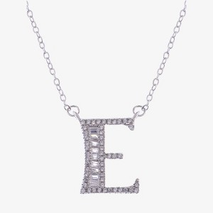 Anna-Kaci Silver Tone Initial Letter Pendant Necklace with Crystal Rhinestone Accents - 1 of 4