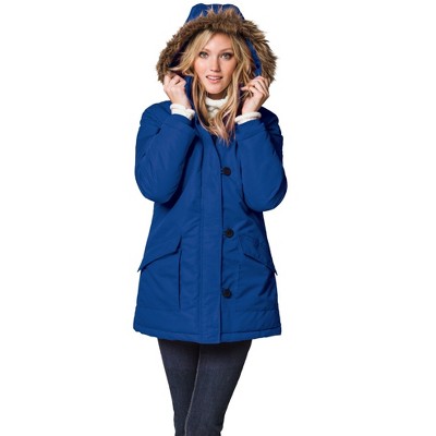 ellos Plus Size Faux Fur Trim Parka