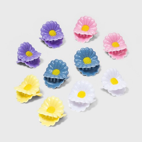 CARD OF 6  Mini Daisy Small Plastic Hair Clips Claws Clamps Hair Accessories CGG 
