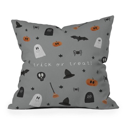 16"x16" Hello Twiggs 'Happy Halloween' Ghosts Square Throw Pillow Gray - Deny Designs