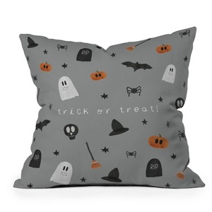 16"x16" Hello Twiggs 'Happy Halloween' Ghosts Square Throw Pillow Gray - Deny Designs - 1 of 4
