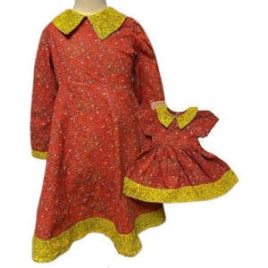 Doll Clothes Superstore Matching Girls Dolls Size 5 Prairie Red Dress - 1 of 3