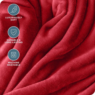 Luxurious King-Sized Red Microplush Fleece Throw Blanket