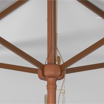 Velop 7.5 Ft Ivory Wooden Pulley Market Umbrella