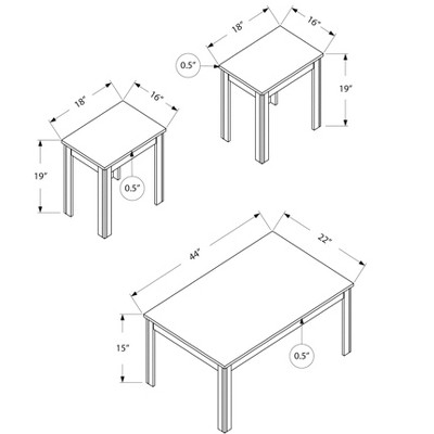 Brown Oak Transitional 3-Piece Rectangular Coffee and End Table Set
