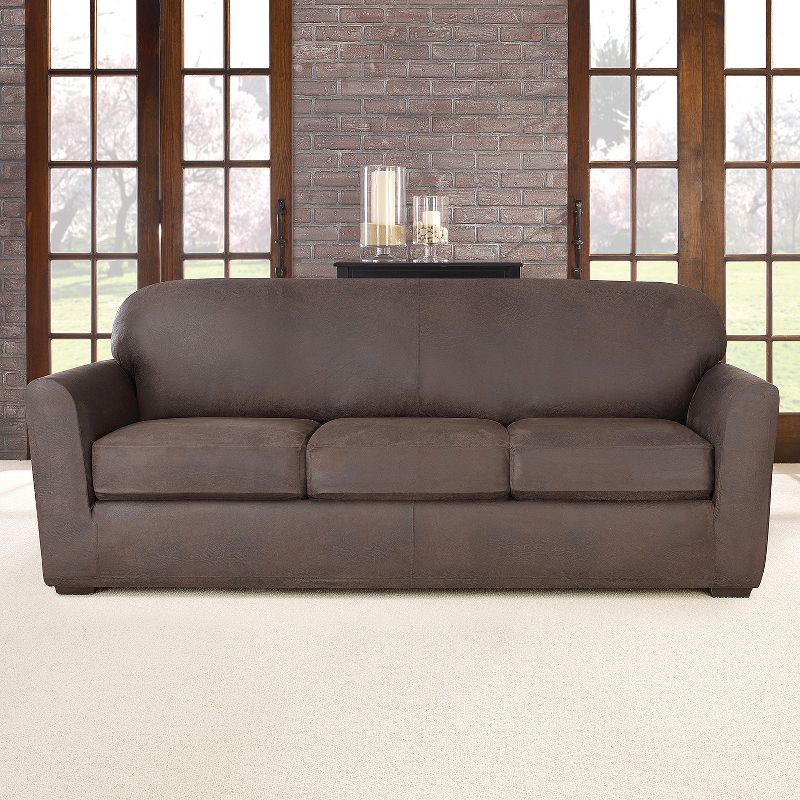 4pc Ultimate Stretch Leather Sofa Slipcovers - Sure Fit, 1 of 8