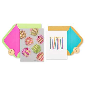 2ct Birthday Cards Cake Slices and Tossed Candles - PAPYRUS