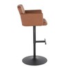 30" Faux Leather Contemporary Swivel Adjustable Barstool with Padded High Back and Built-In Footrest, Set of 2 - 2 of 4