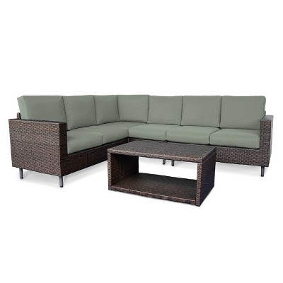 Draper 5pc Sectional Set with Sunbrella - Sage - Leisure Made