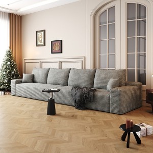 Whisen Convertible Sleeper Sofa Bed, Plush Corduroy Fabric, Back Support with Pillow - 1 of 4