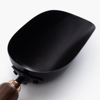 Walnut and Black Stainless Steel Garden Scoop with Ergonomic Handle
