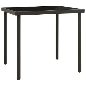 vidaXL Patio Dining Table Glass and Steel Furniture Anthracite/Light Gray - Anthracite - 1 of 3