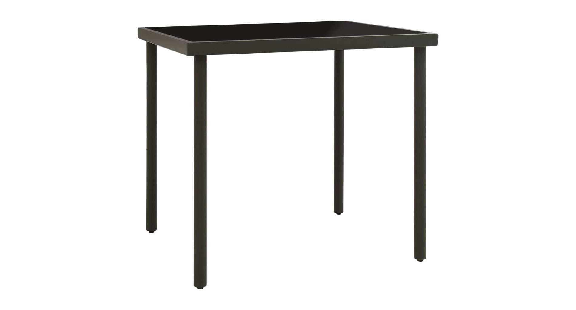vidaXL Patio Dining Table Glass and Steel Furniture Anthracite/Light Gray - Anthracite