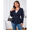 Plus Size Women's V-Neck Blazer, 3/4 Sleeve Two-Button Tummy Control Slim Fit Suit Jacket for Work - 2 of 4