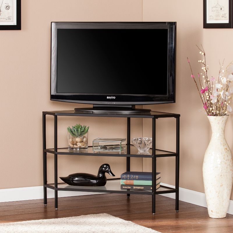 Conrad Metal/Glass Corner TV Stand for TVs up to 32&#34; Black - Aiden Lane, 6 of 12