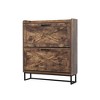 TIRAMISUBEST Rustic Brown Shoe Cabinet - 2 Flip-Drawer Storage Organizer with Metal Legs for Entryway, Farmhouse Style - 4 of 4