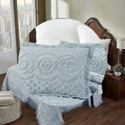 Sage Cotton Queen Bedspread with Textured Accents