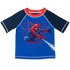Marvel Spider-Man Toddler Boys Cosplay Pullover Rash Guard and Swim Trunks Outfit Set Spider-Man Blue 4T - 3 of 4