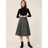 INSPIRE CHIC Women's Tartan Plaid High Waist Belted Vintage A-Line Midi Skirt - 3 of 4