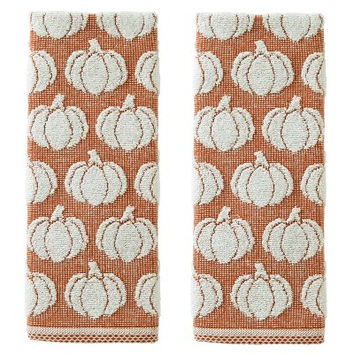 SKL Home 2pc Pumpkin Hand Towel Set Orange: Midweight Cotton Jacquard, Terry, Machine Washable, 25"x16"