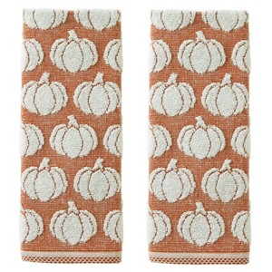 SKL Home 2pc Pumpkin Hand Towel Set Orange: Midweight Cotton Jacquard, Terry, Machine Washable, 25"x16" - 1 of 4