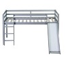 NicBex Twin Low Loft Bed with Guardrail,Rubber Wood Loft Bed Frame with Ladder and Slide,Bed Frame for Adults,Kids,Box Spring Not Required - 4 of 4