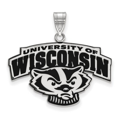 Black Bow Jewelry Sterling Silver Wisconsin Badgers NCAA Large Pendant