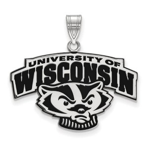 Black Bow Jewelry Sterling Silver Wisconsin Badgers NCAA Large Pendant - 1 of 3