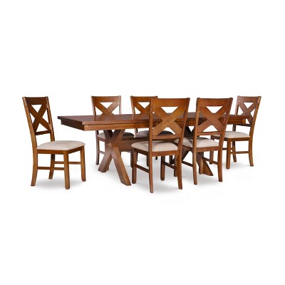 7pc Jackson Extendable Dining Table Set Dark Hazelnut Powell Company Target