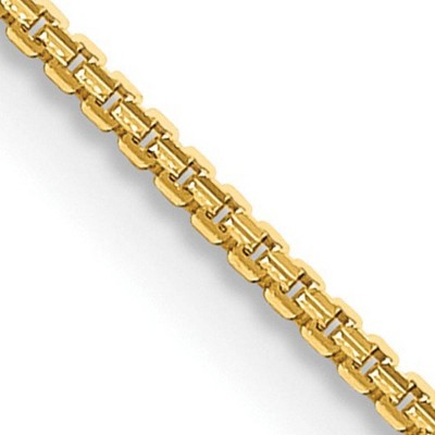 Black Bow Jewelry 1.5mm 14K Yellow Gold Solid Concave Box Chain Necklace