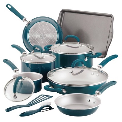 Rachael Ray Cook + Create 11pc Aluminum Nonstick Cookware Set - Agave Blue  : Target