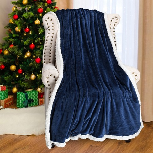 Catalonia Navy Blue Fleece Throw Blanket Super Soft Mink Plush