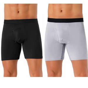 INSPIRE CHIC Men's 2 Pack Solid Color Soft Stretch Open-fly Basic Boxer Briefs - 1 of 4