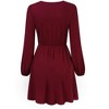 Womens Deep V Neck Mini Dress Long Sleeve Elastic Waist A Line Casual Wrap Midi Dress - 4 of 4