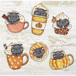 Letistitch Pumpkin Cup Kitties Kit L8092 Counted Cross Stitch Kit