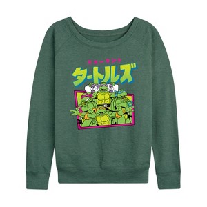 Women's - Teenage Muntant Ninja Turtles - Kanji Lightweight French Terry Wide Neck Long Sleeve Shirt - 1 of 4
