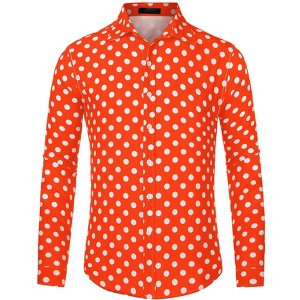Lars Amadeus Men's Button Down Long Sleeves Casual Polka Dots Print Shirts - 1 of 4