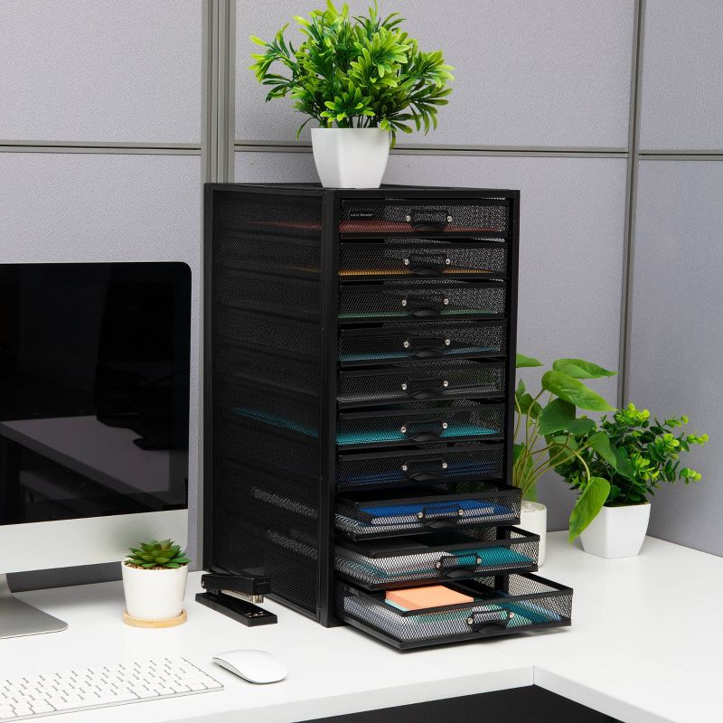 Mind Reader Network Collection Metal Mesh 10 Drawer Desk Organizer Multi-Purpose Black, 2 of 9