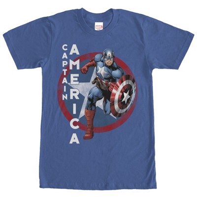 Men's Marvel Captain America T-shirt - Royal - Medium : Target