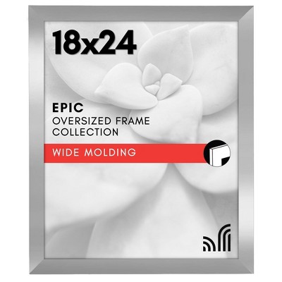 Americanflat 18x24 Poster Frame in Silver with Polished Plexiglass-Horizontal and Vertical Formats with Included Hanging Hardware