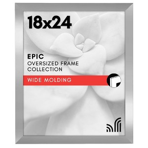 Americanflat 18x24 Poster Frame in Silver with Polished Plexiglass-Horizontal and Vertical Formats with Included Hanging Hardware - 1 of 4