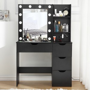 Makeup Vanity with Drawers, White Vanity Desk with Mirror and Lights in 3 Colors - 1 of 4