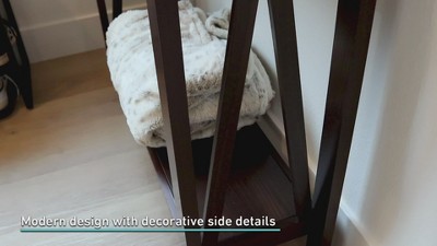 Sunnydaze Dark Brown Pine Wood Console Table with Drawers and Shelf