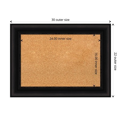 Amanti Art Black Framed Natural Cork Bulletin Board 30" x 22"
